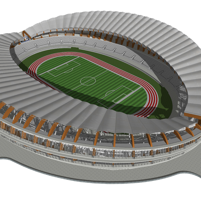  现代体育馆鸟瞰su模型 