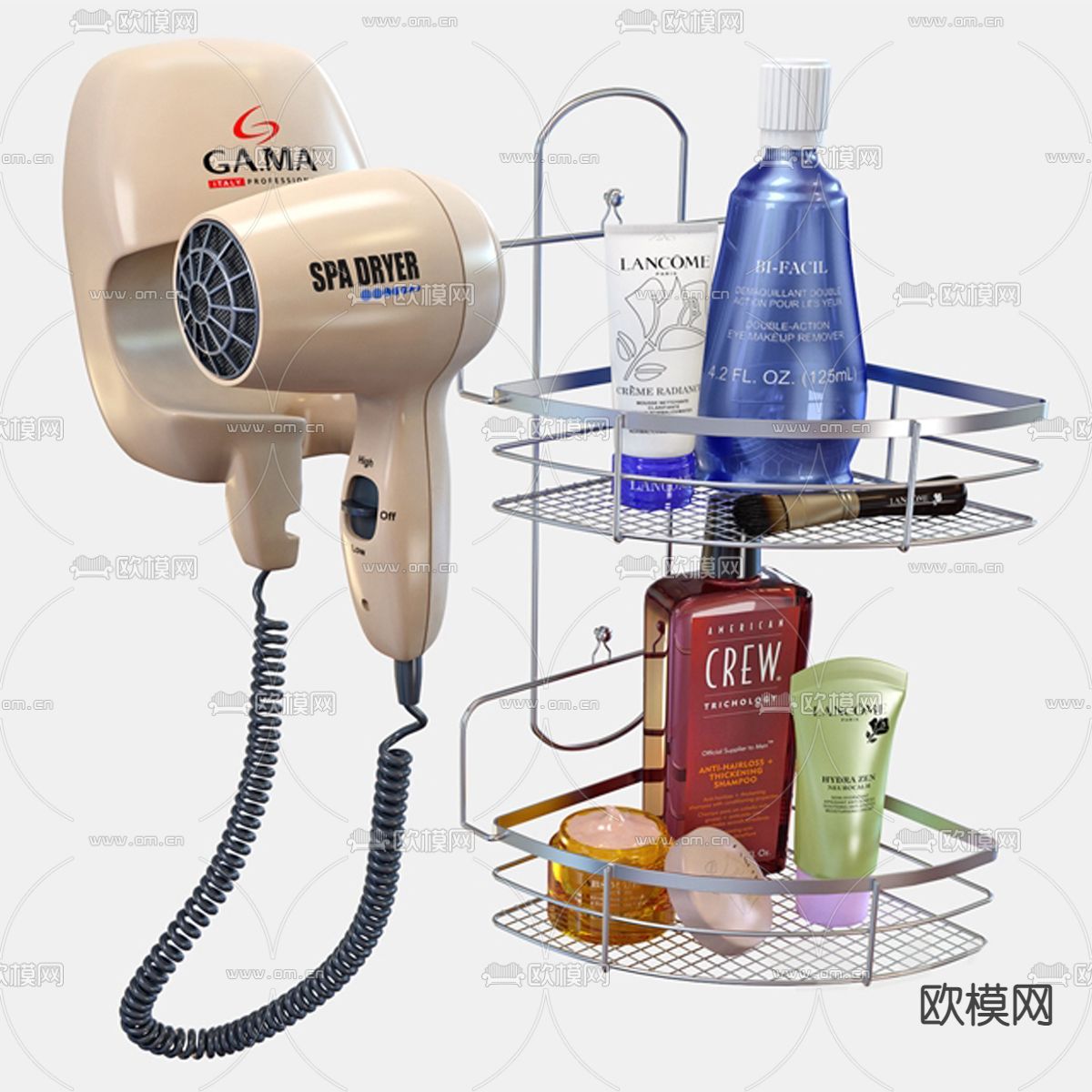 现代吹风机浴室架3d模型