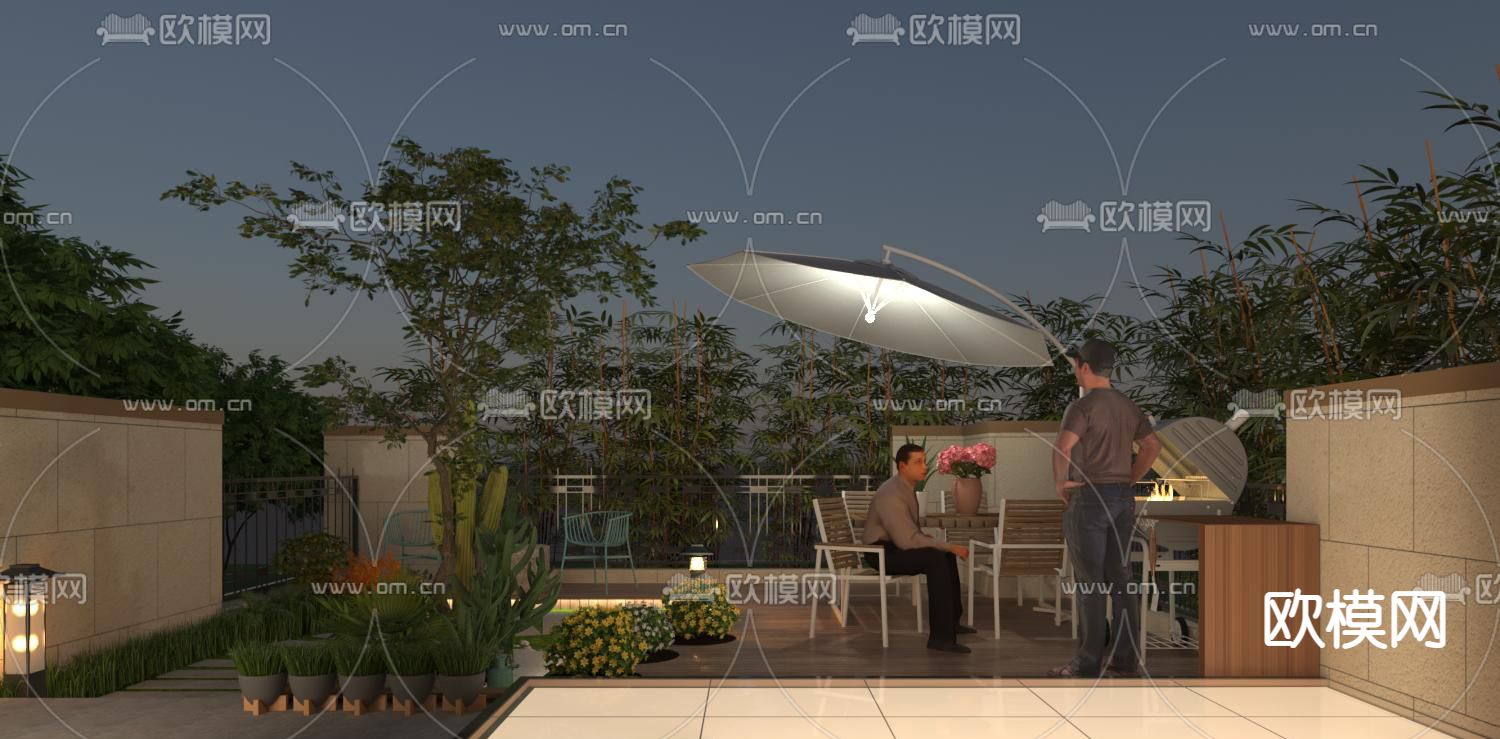 现代顶楼露台免费3d模型下载
