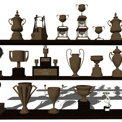  现代奖杯奖牌su模型 