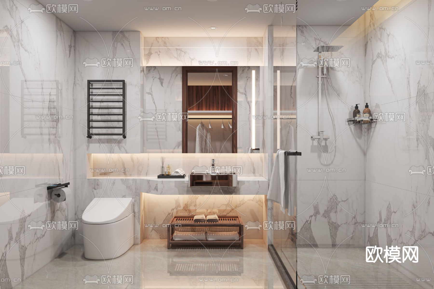 现代酒店双床客房3d模型下载（渲染图6）