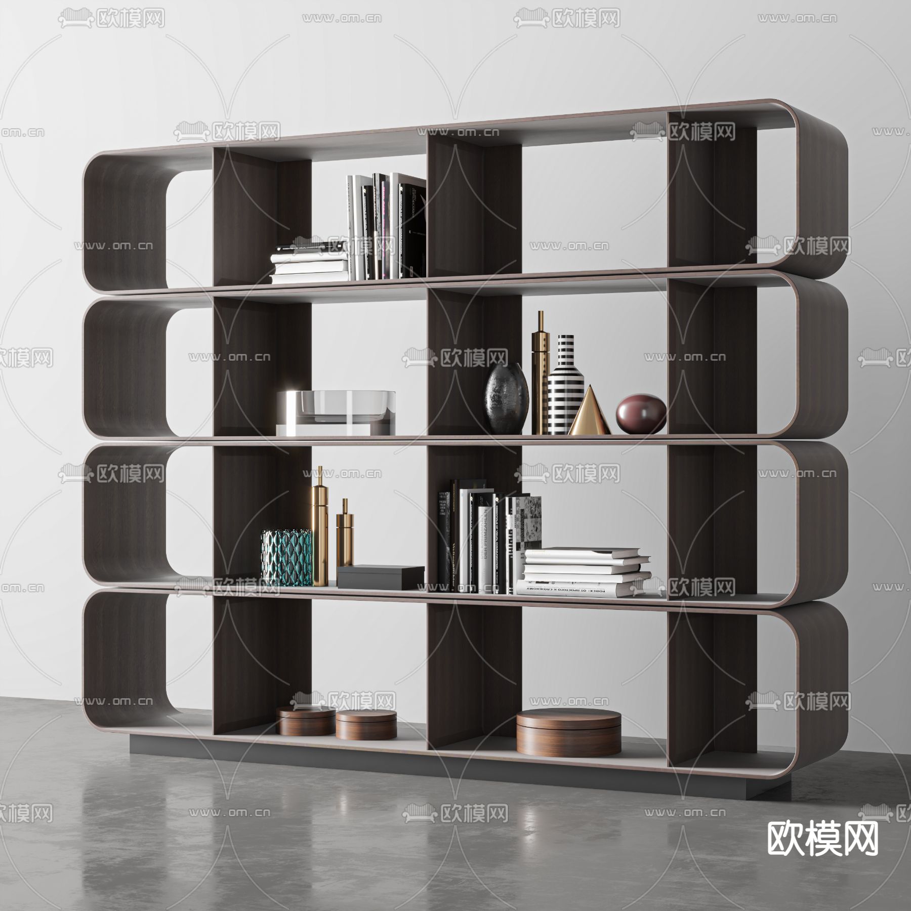现代实木装饰架3d模型
