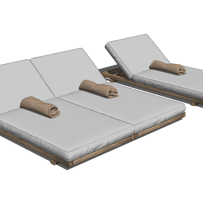  现代布艺休闲躺椅su模型 