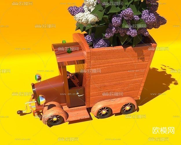 现代玩具卡车盆栽免费3d模型下载