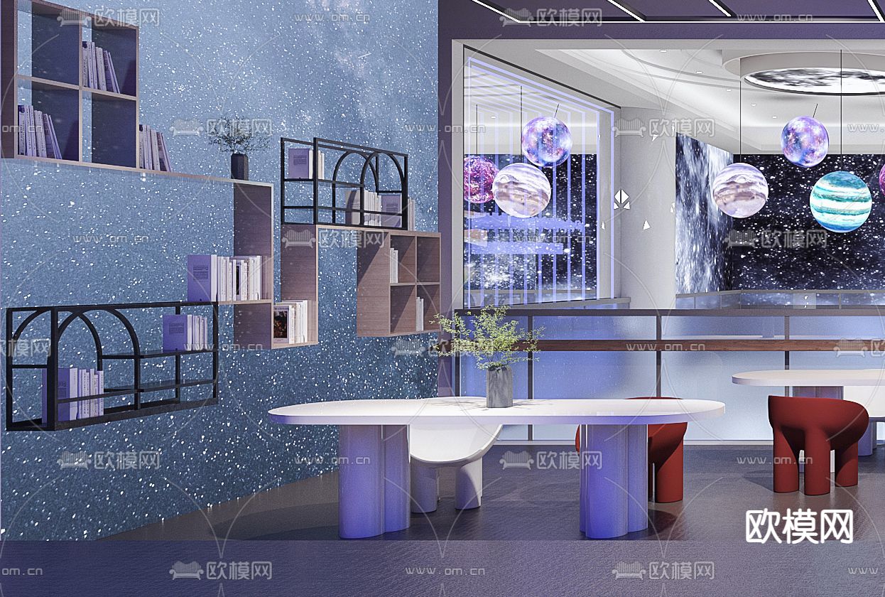 现代图书馆儿童阅读区免费3d模型下载（渲染图2）