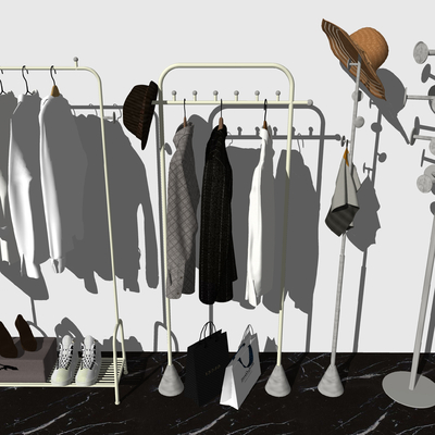  现代衣帽架su模型 