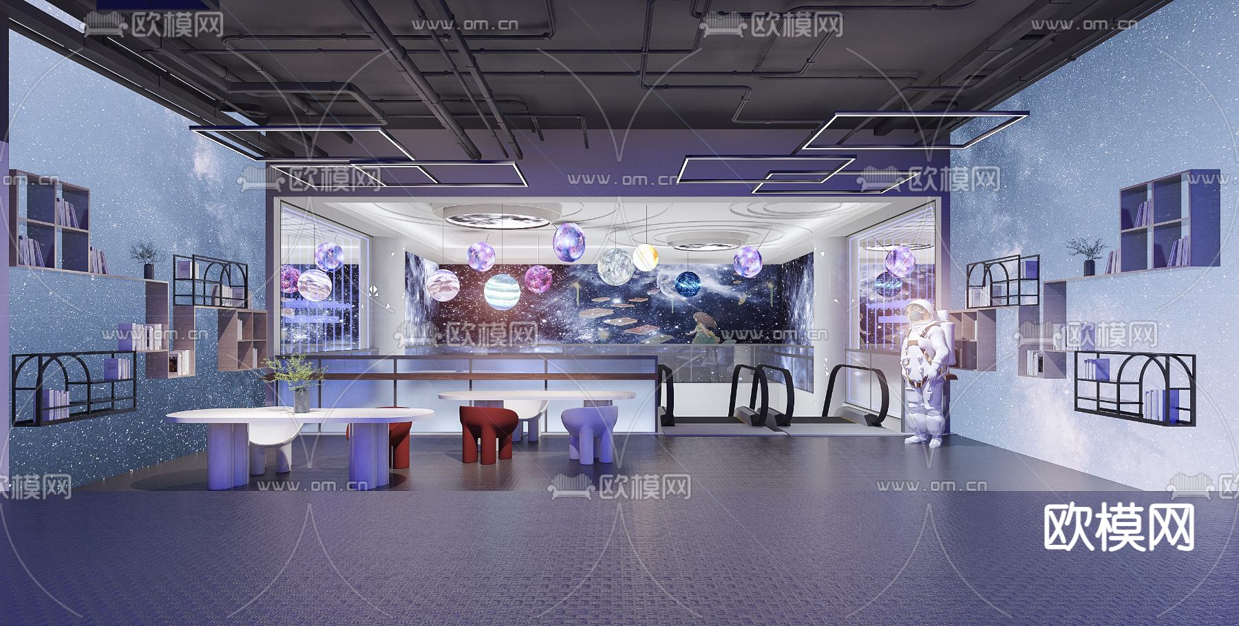 现代图书馆儿童阅读区免费3d模型下载（渲染图1）