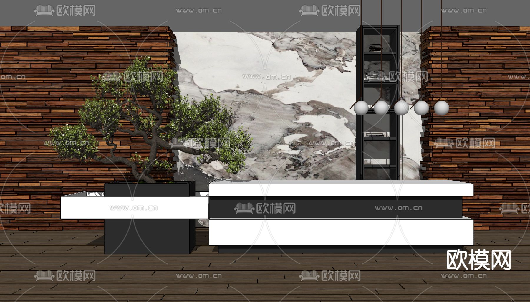现代服务台su模型下载