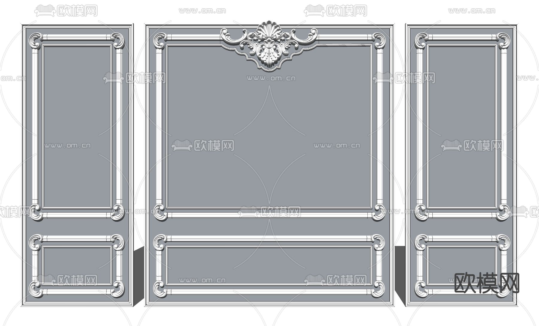 欧式雕花线条护墙板su模型下载
