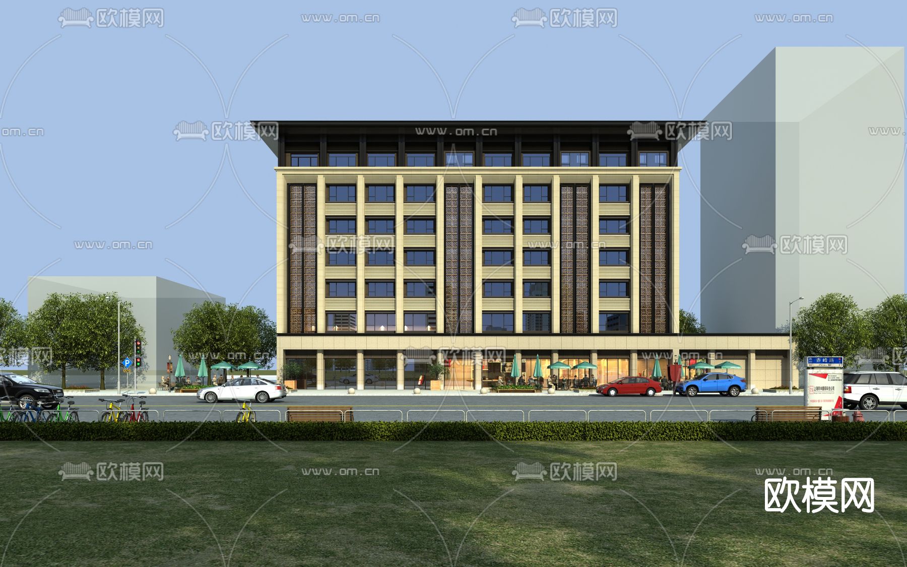 现代酒店建筑外观3d模型