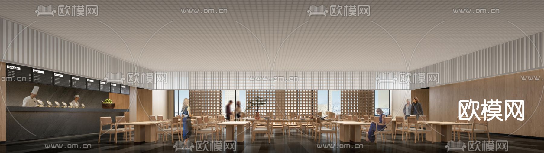 新中式自助餐厅3d模型