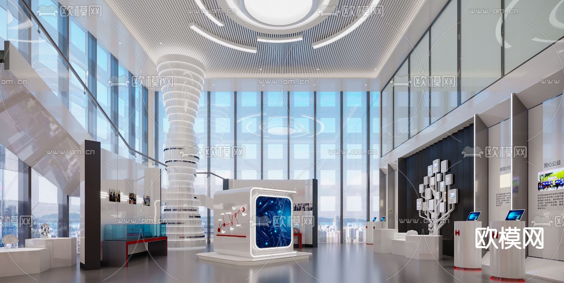 现代办公前台大堂3d模型
