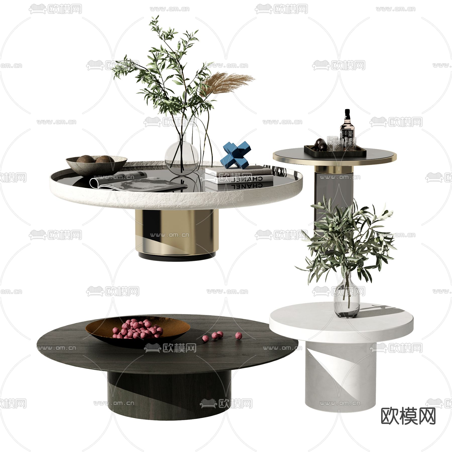 现代圆形茶几3d模型