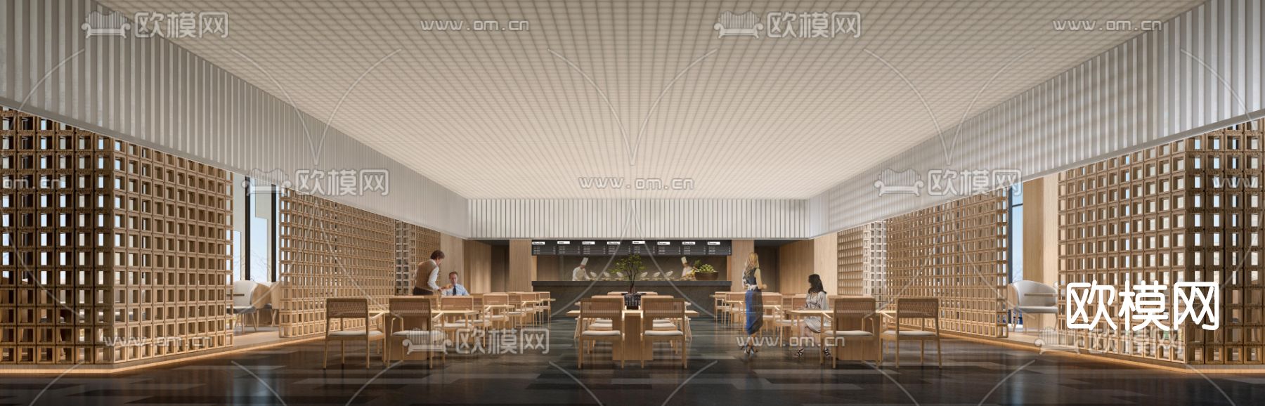 新中式自助餐厅3d模型