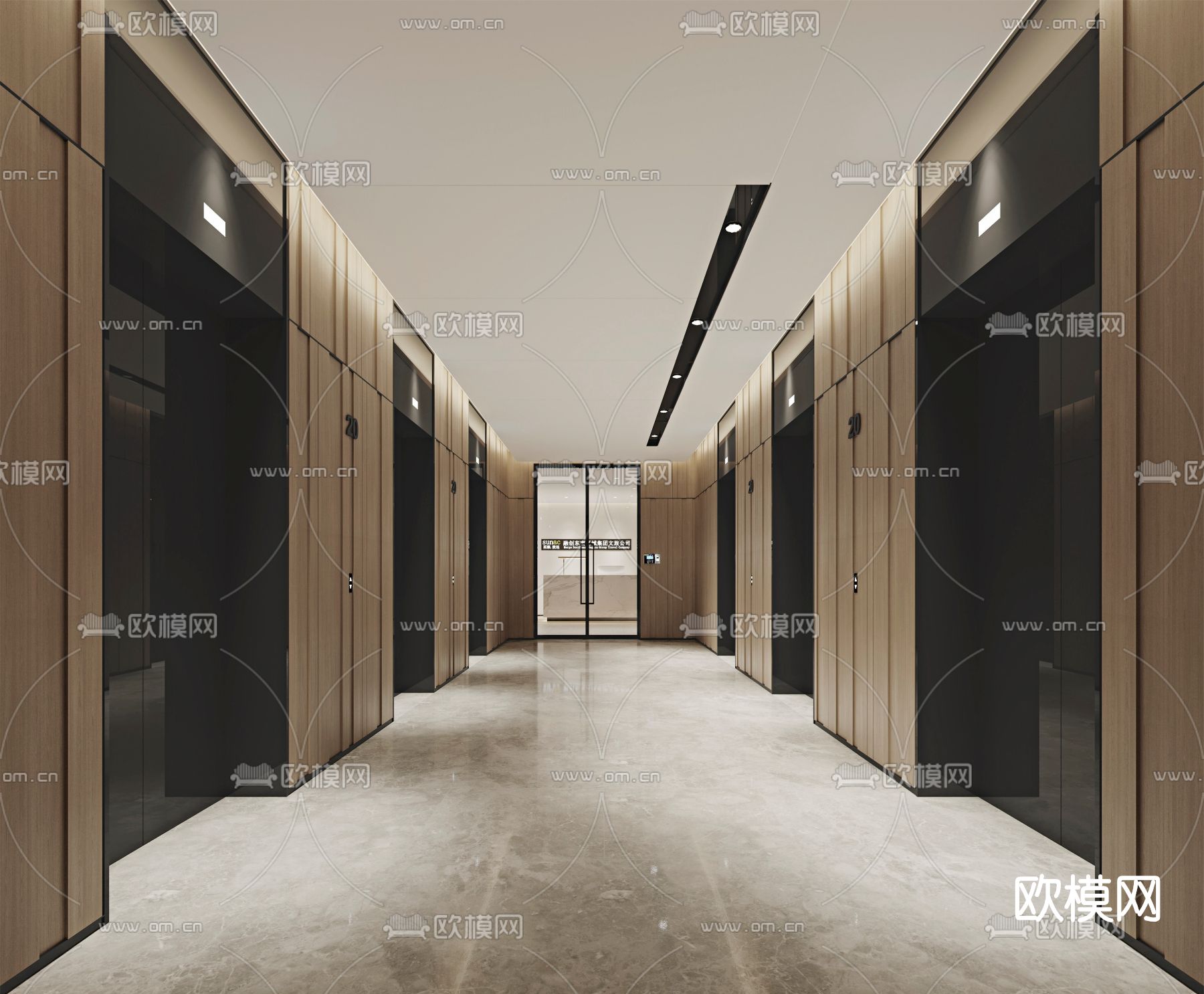 现代电梯厅走廊3d模型下载