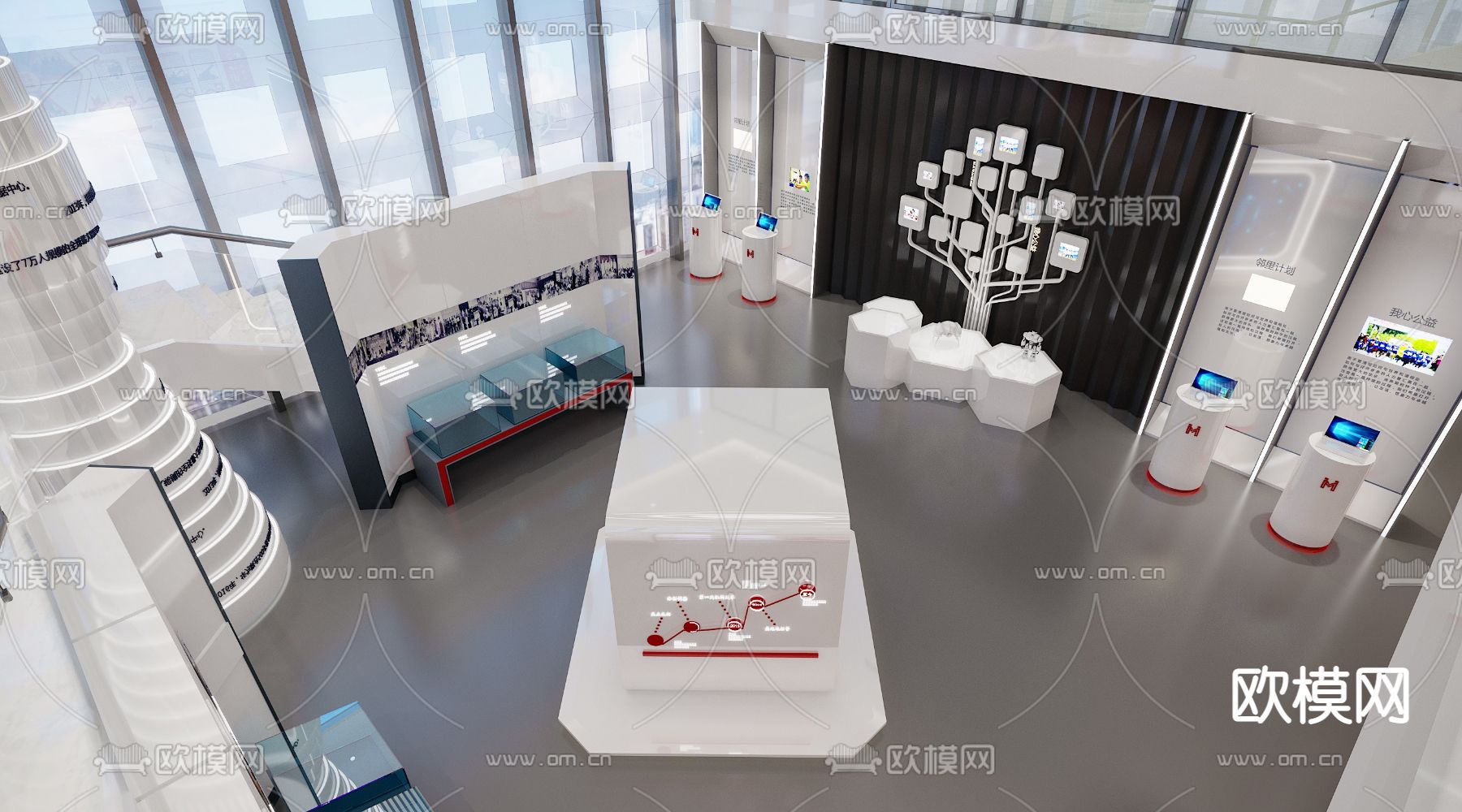 现代办公前台大堂3d模型