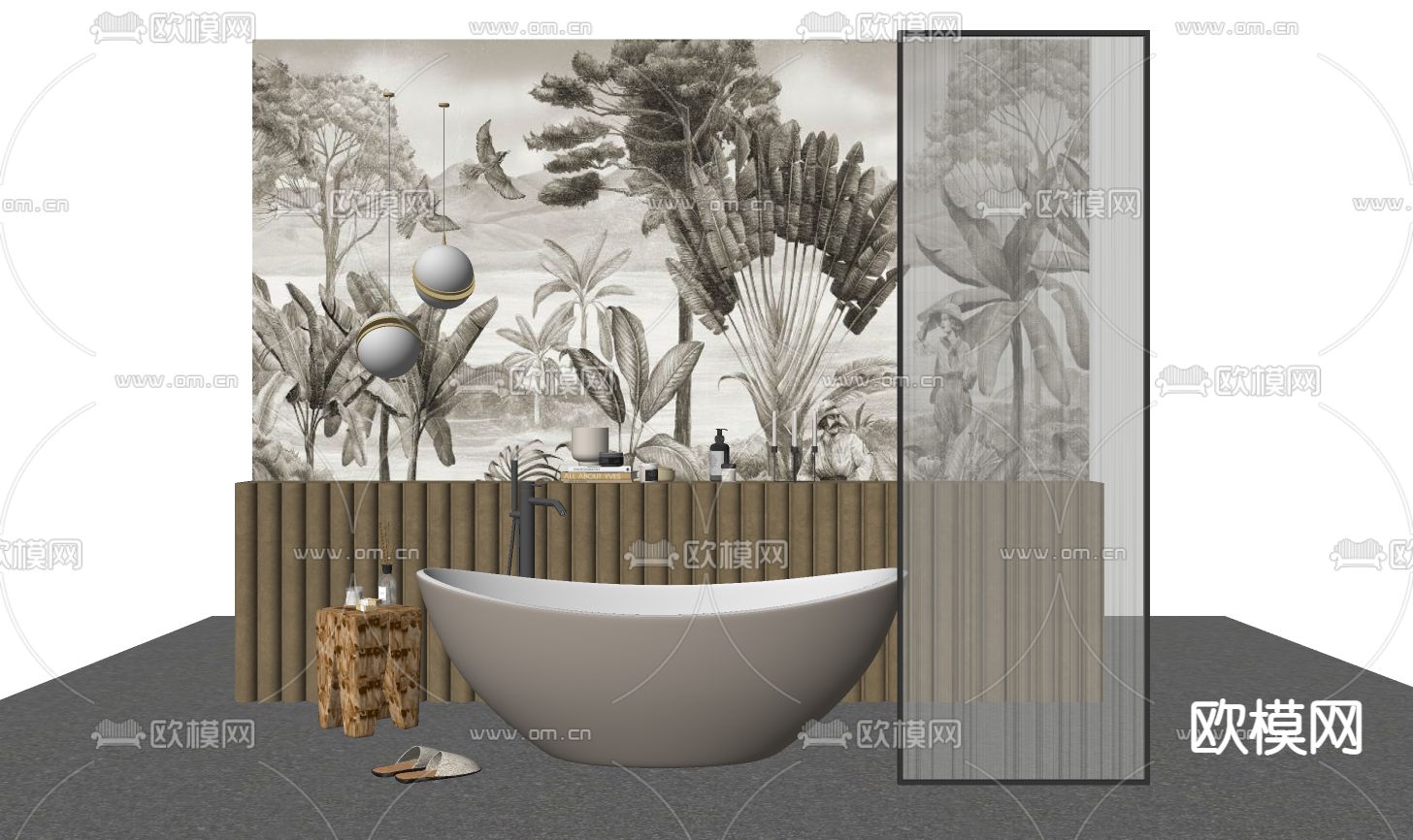 现代浴缸su模型下载