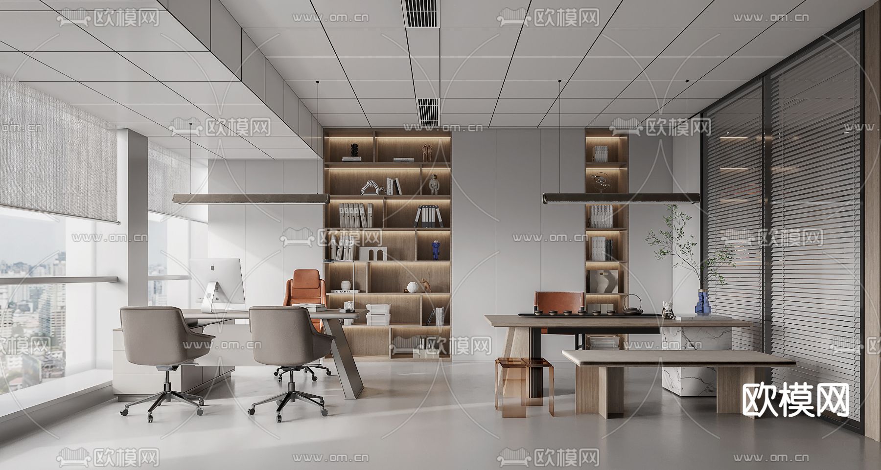 现代总经理办公室3d模型