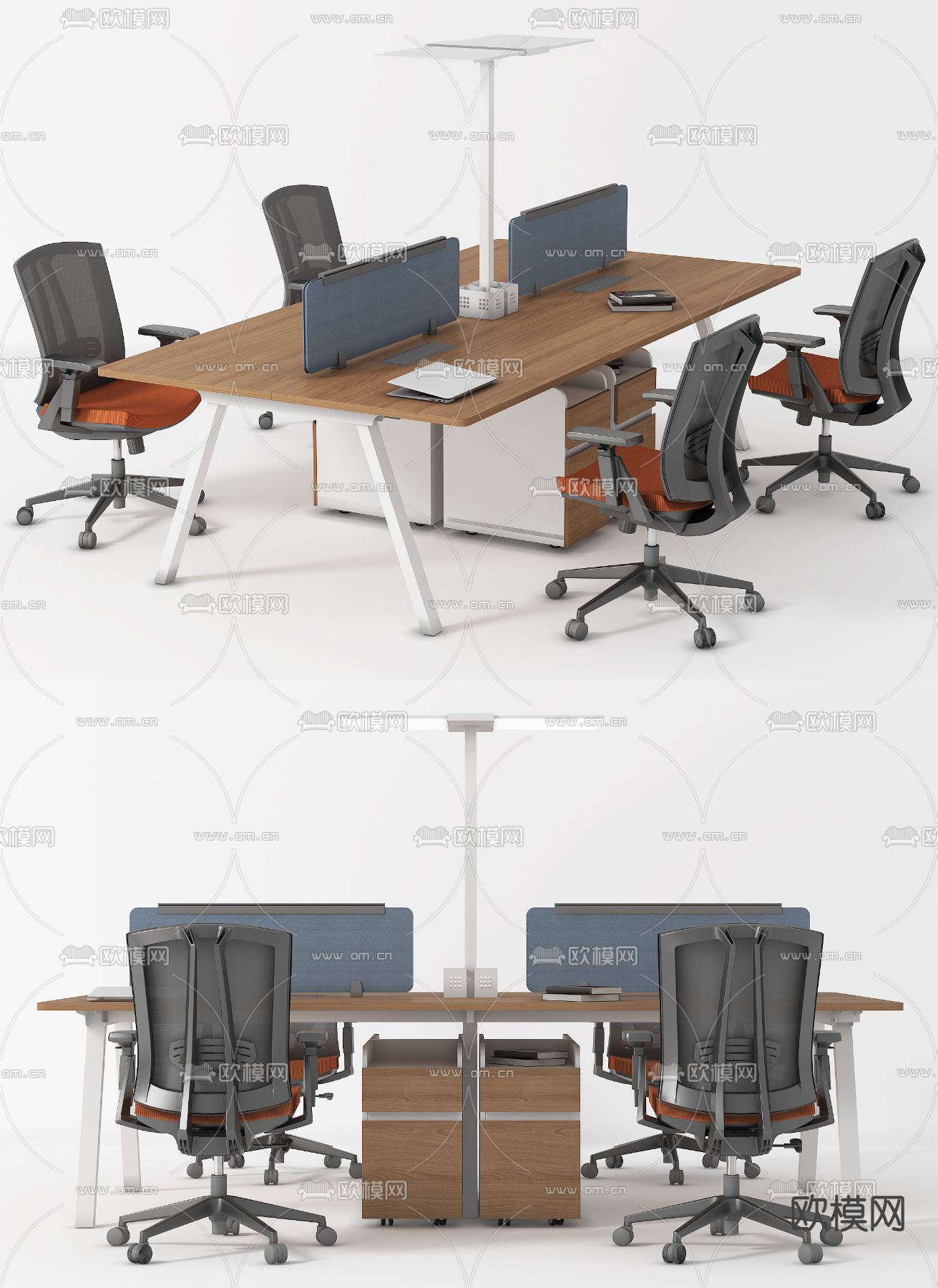 现代办公桌椅su模型下载（渲染图1）
