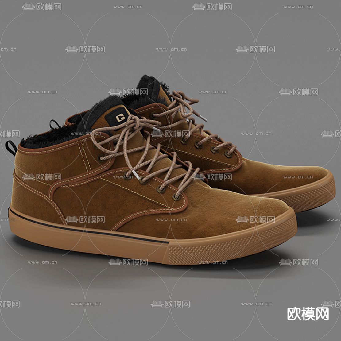 现代男士保暖鞋子3d模型下载（渲染图2）
