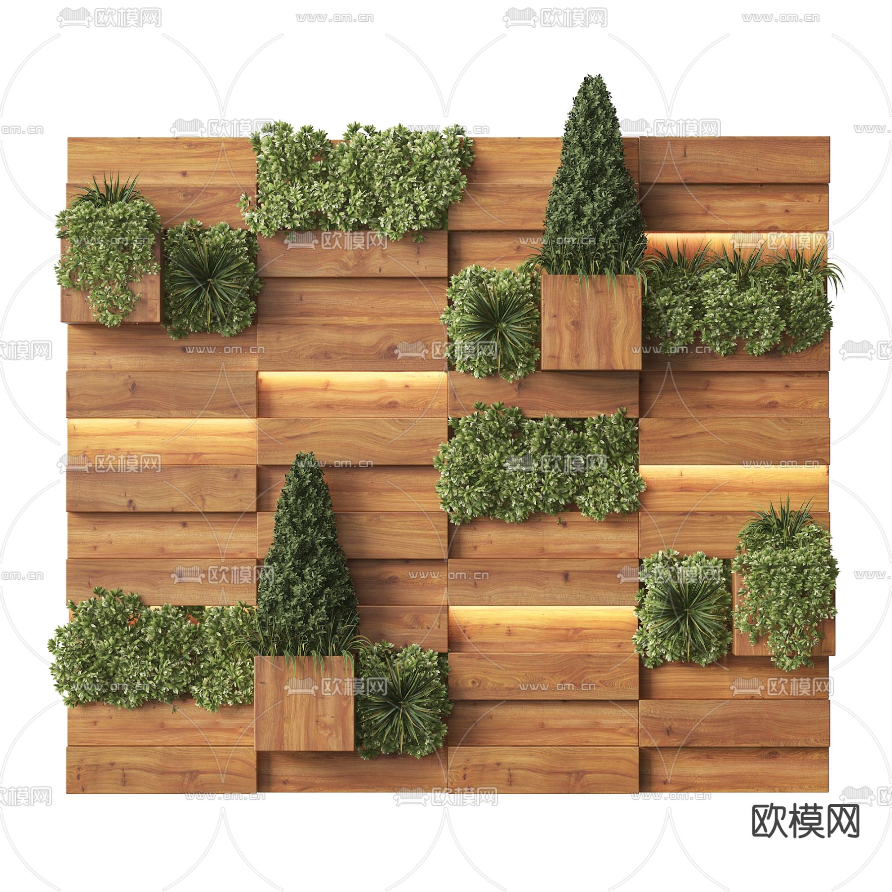 现代绿植墙3d模型