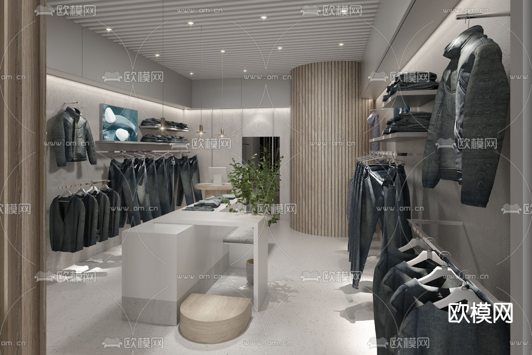 现代牛仔服装店3d模型