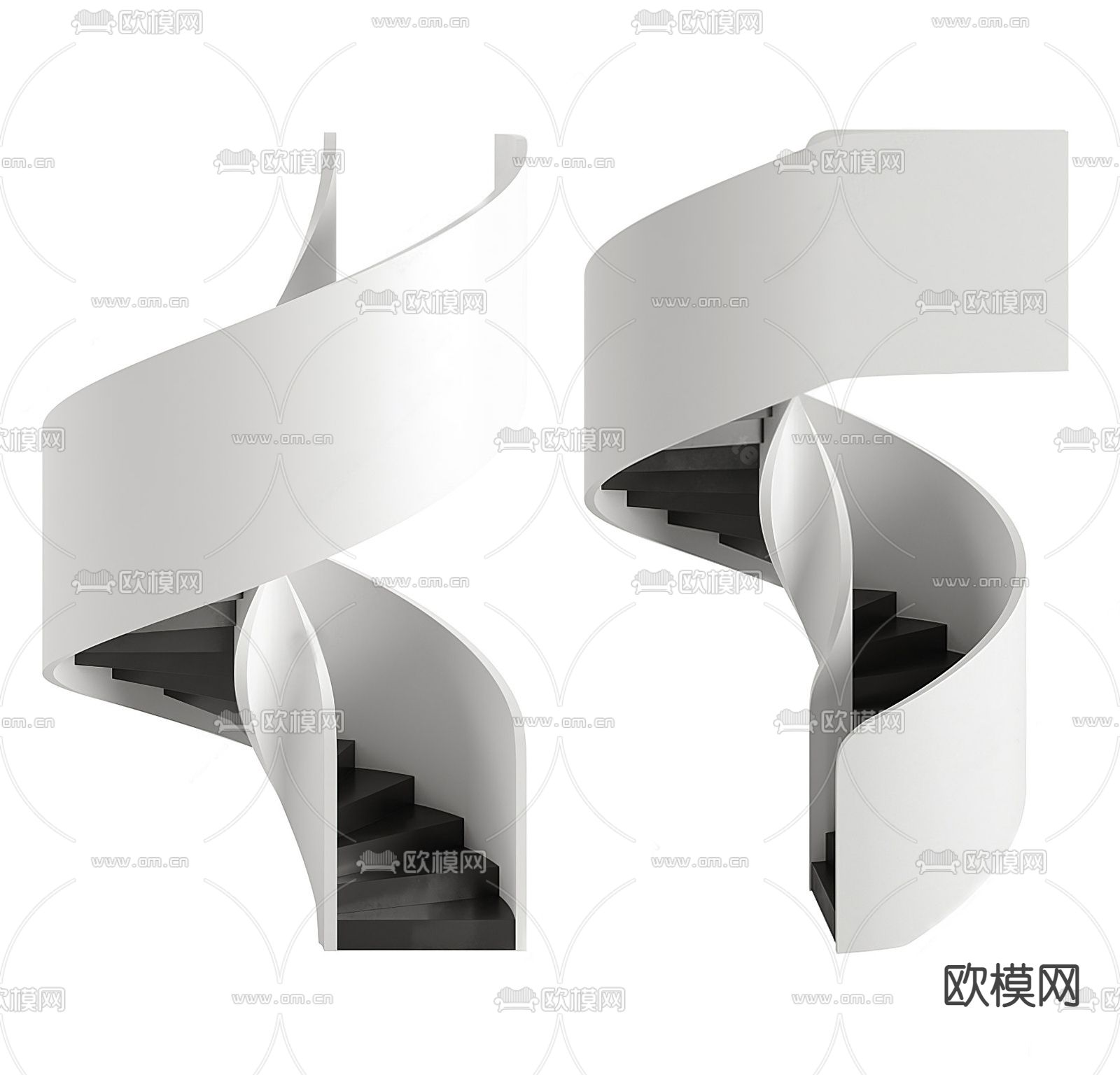 现代旋转楼梯su模型下载