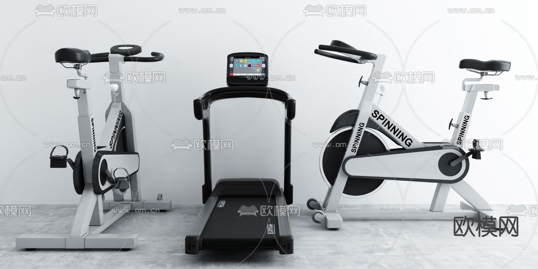 现代跑步机健身器材3d模型