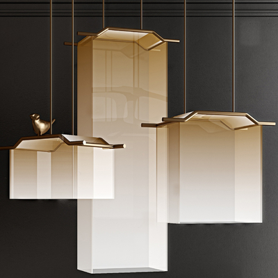  新中式装饰吊灯su模型 