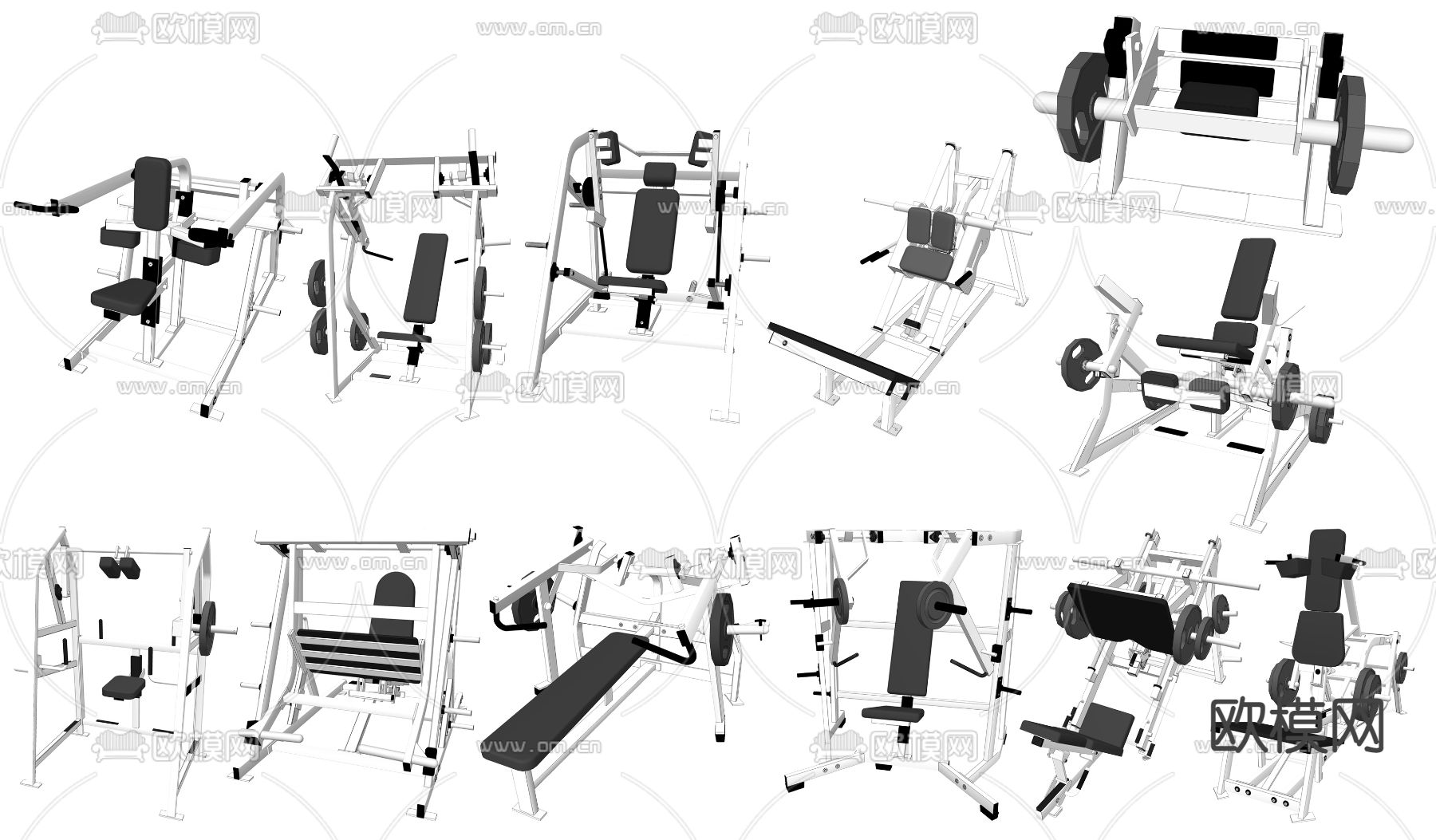 现代室内健身运动设备器材su模型下载