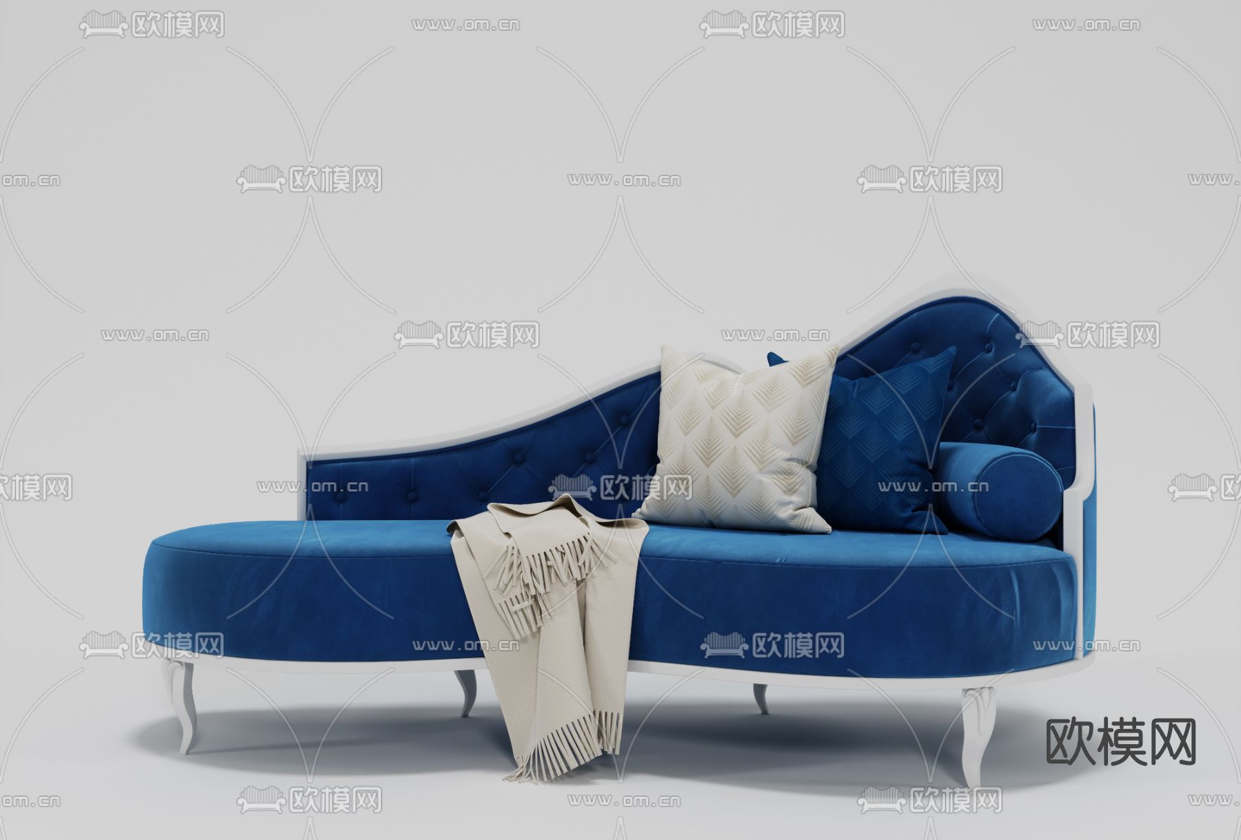 欧式绒布贵妃椅3d模型