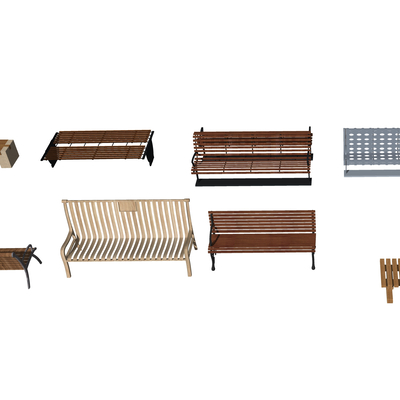  现代户外公用椅su模型 