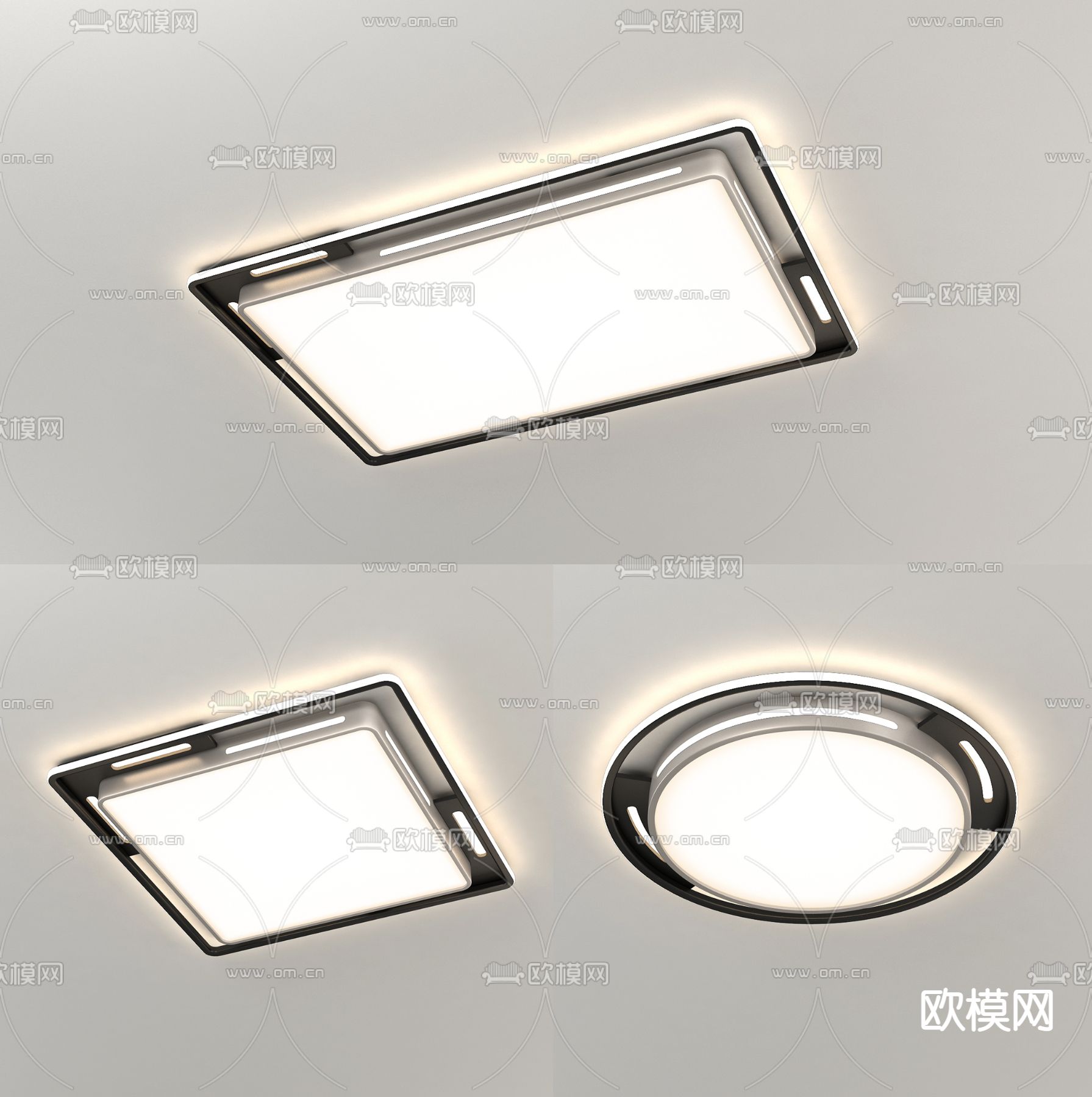 现代金属吸顶灯3d模型下载