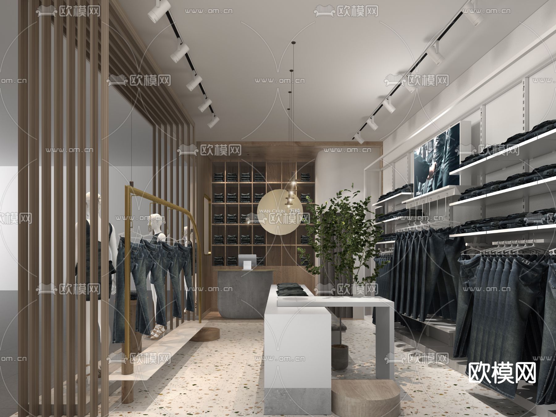 现代牛仔服装店3d模型