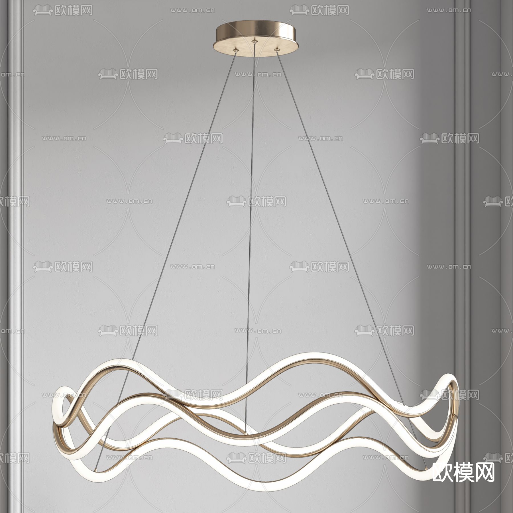 现代轻奢双层吊灯su模型下载（渲染图1）