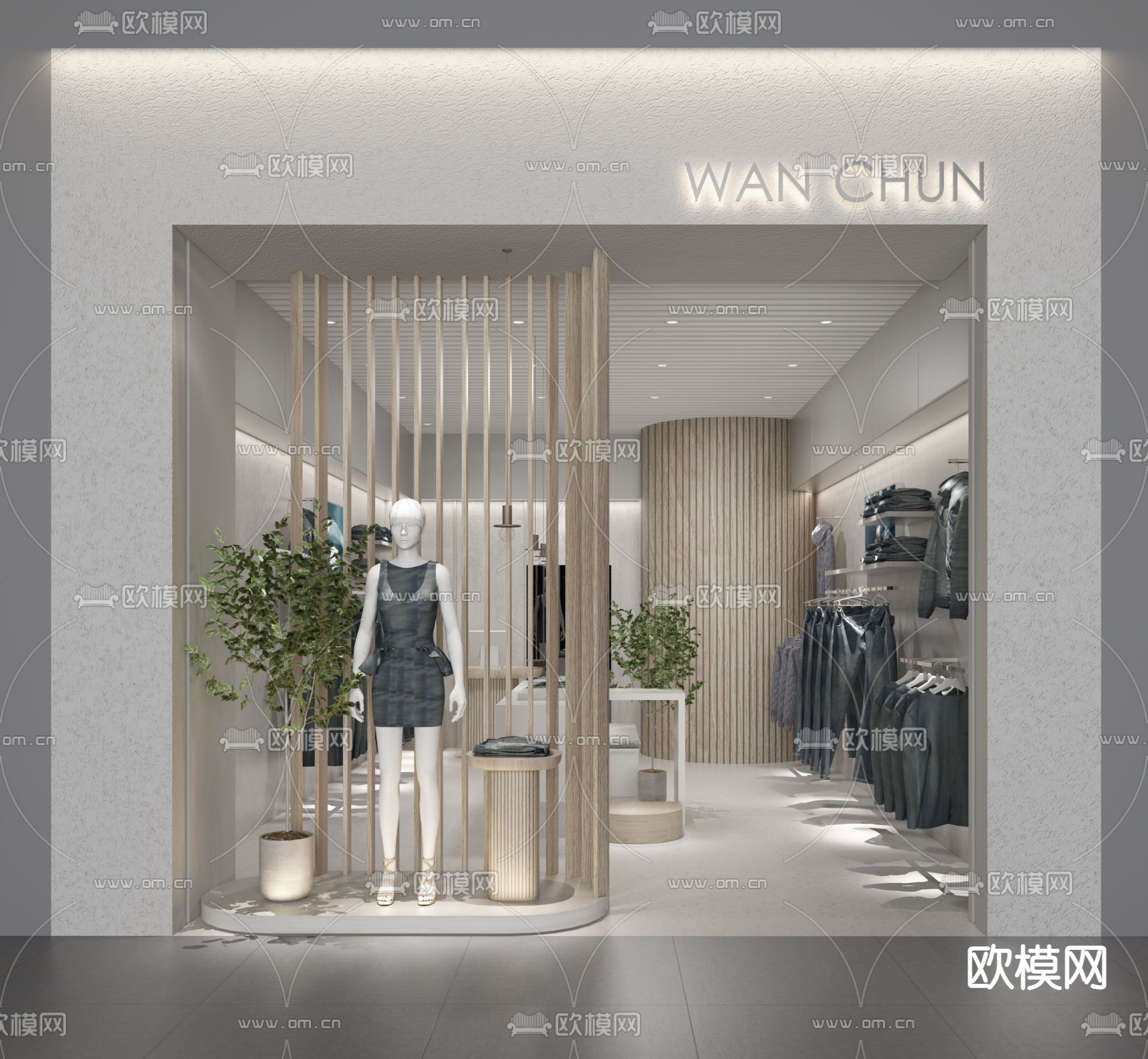 现代牛仔服装店3d模型