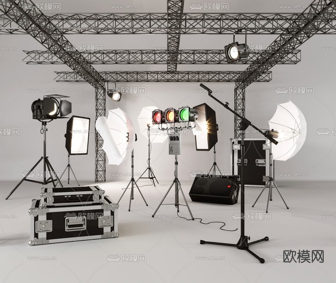 现代摄影棚摄影灯3d模型下载_ID11533624_3dmax免费模型-欧模网