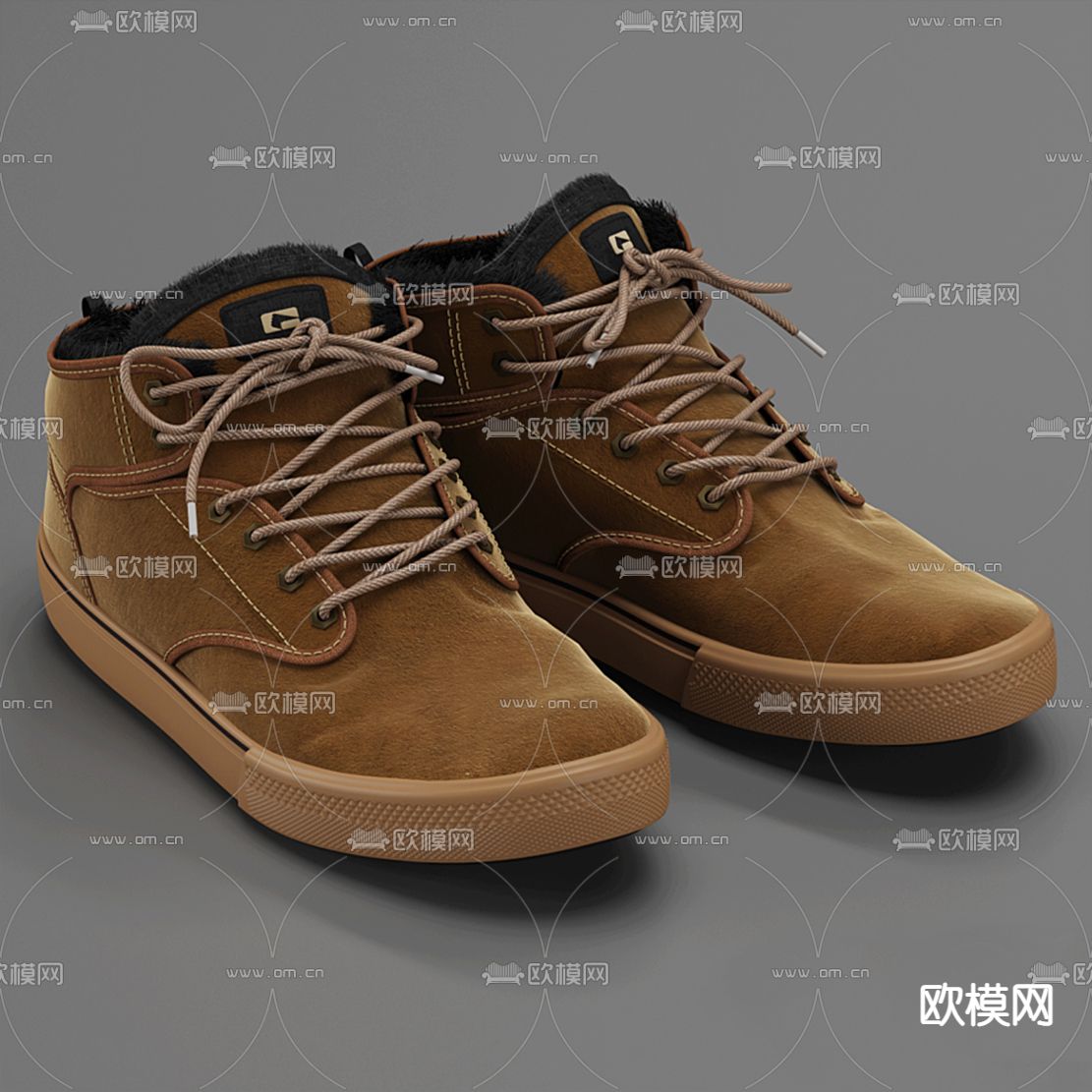现代男士保暖鞋子3d模型下载（渲染图1）