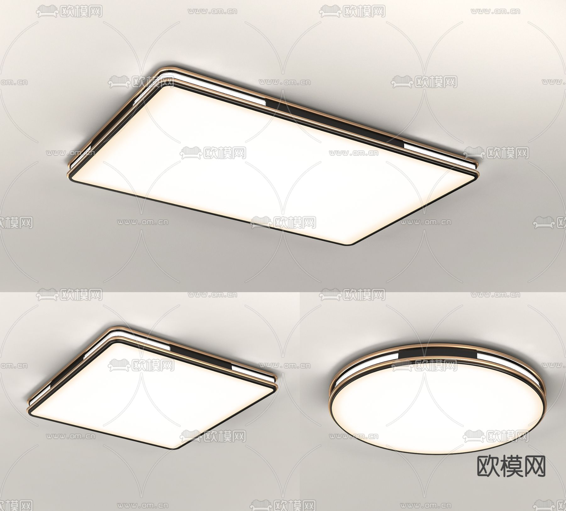 现代金属吸顶灯3d模型下载