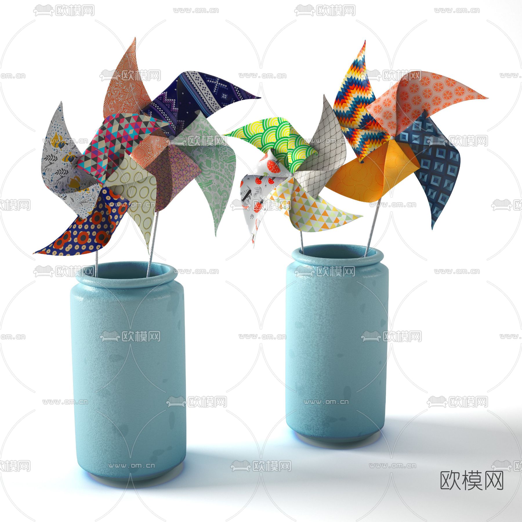 现代纸质风车摆件免费3d模型下载