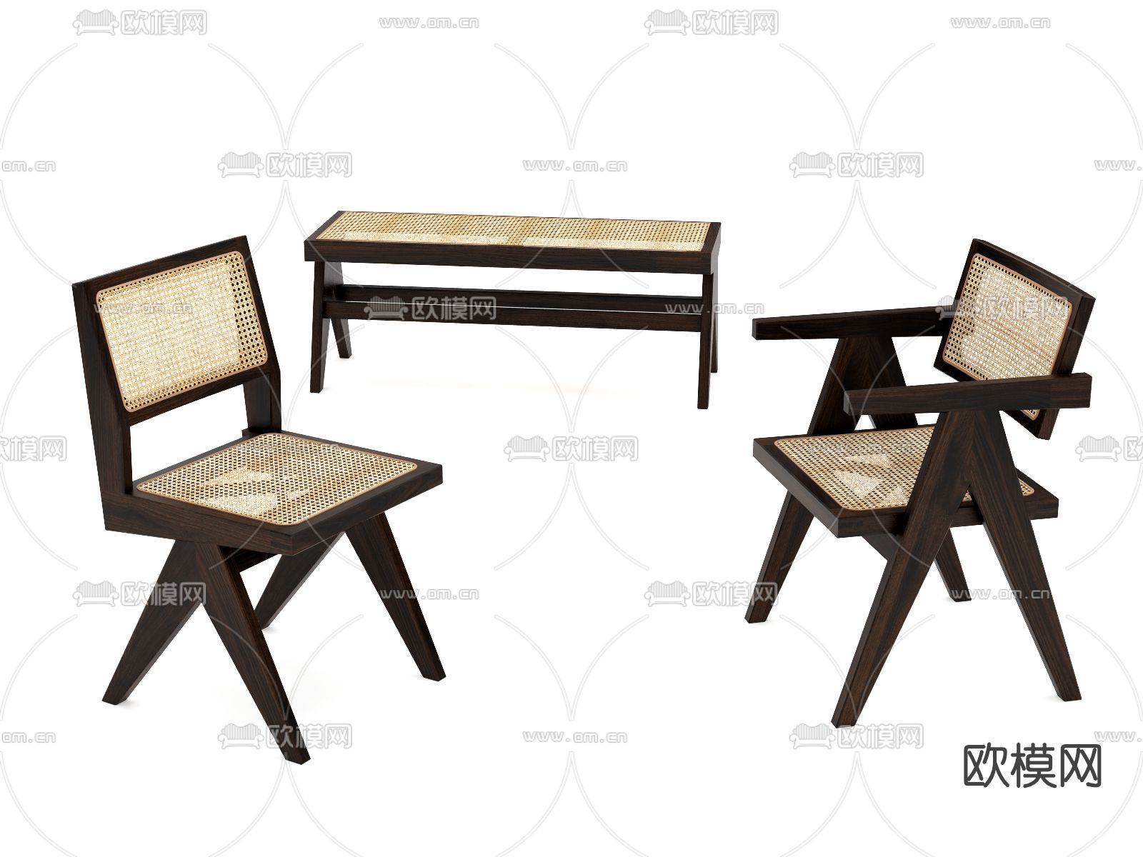 现代藤编休闲椅su模型下载