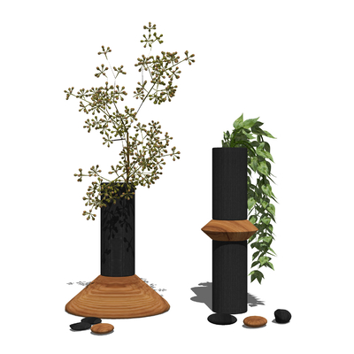 现代植物花艺摆件su模型