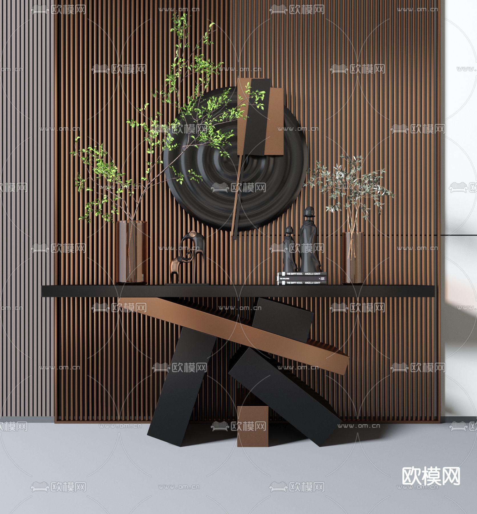 现代创意端景条案3d模型
