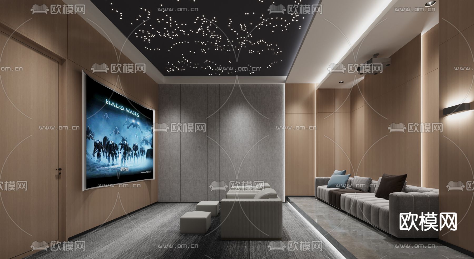现代视听室影音室3d模型