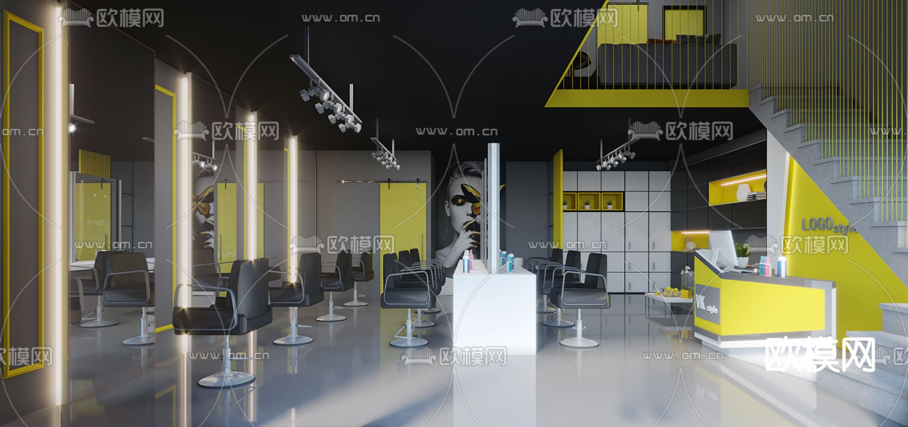 工业风理发店3d模型