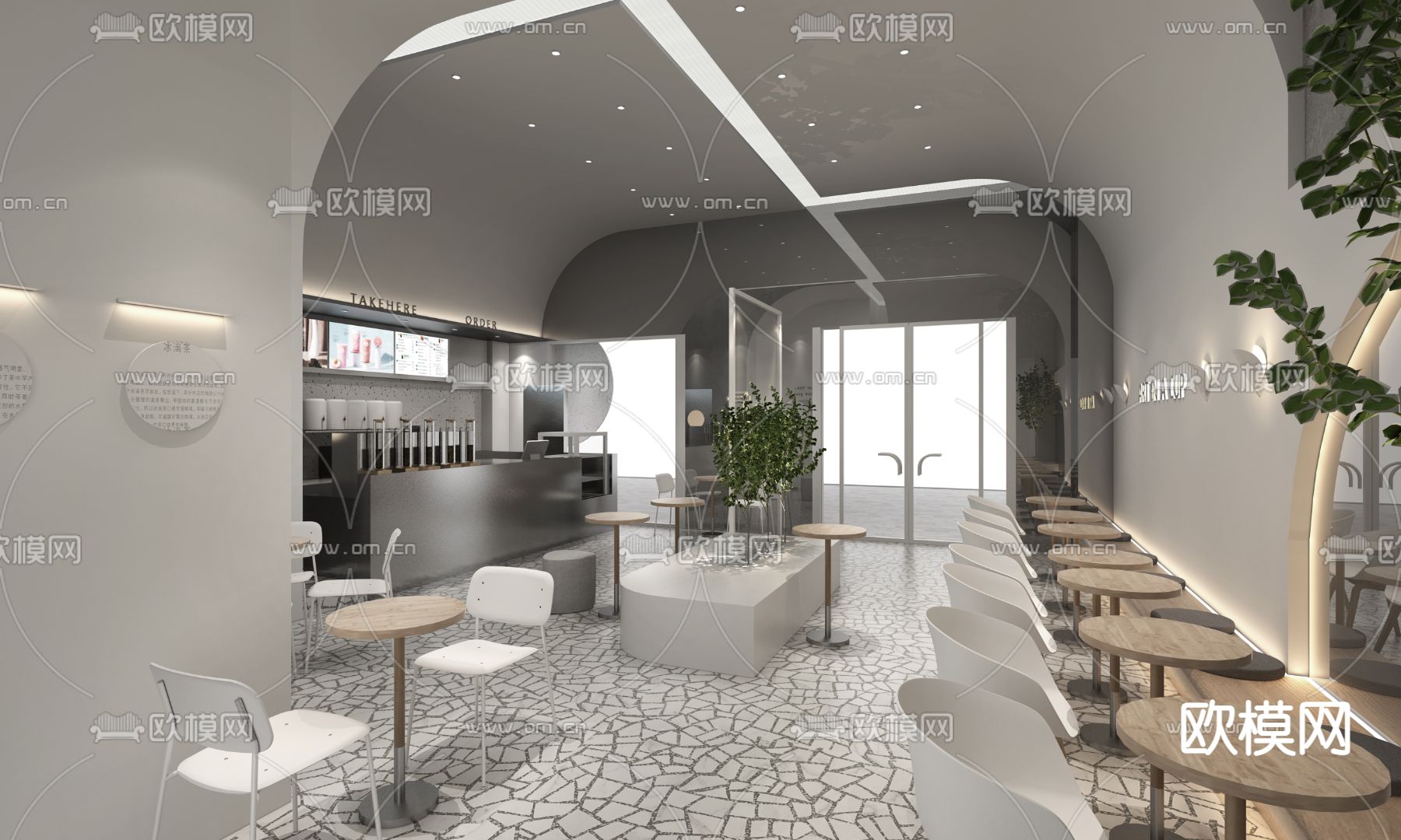 现代奶茶店3d模型