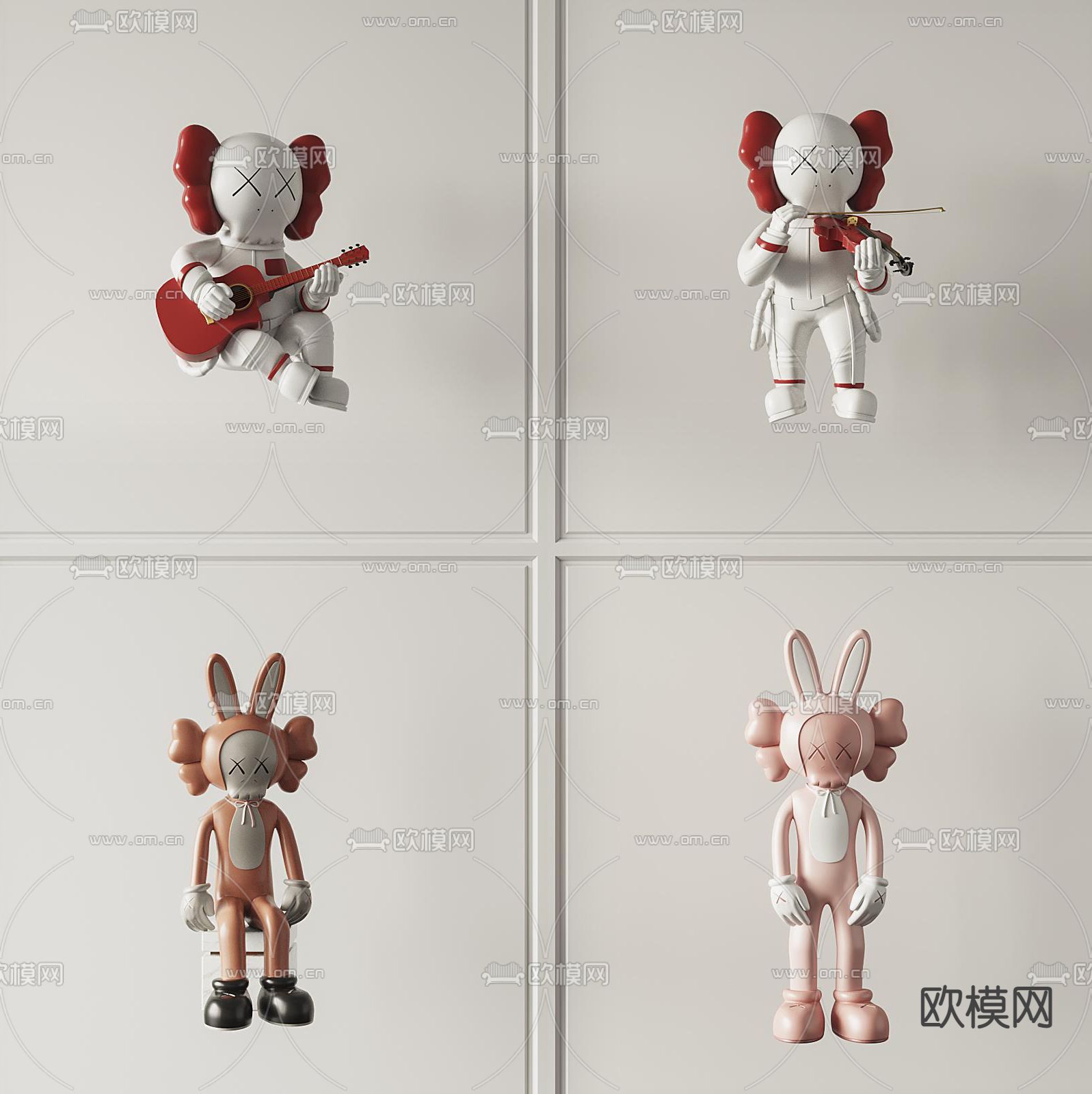 现代kaws玩具公仔3d模型