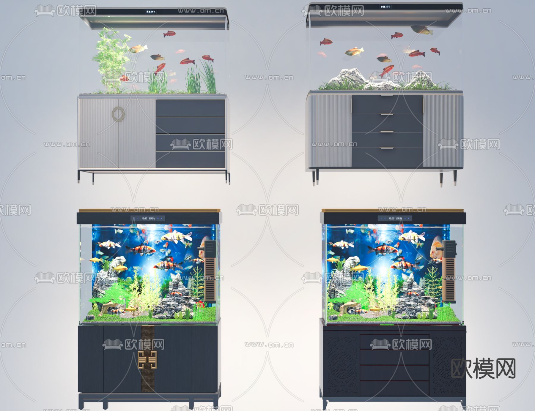 现代鱼缸3d模型