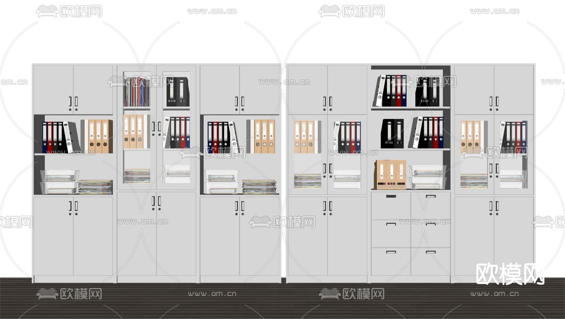 现代文件柜档案柜资料柜su模型下载（渲染图2）
