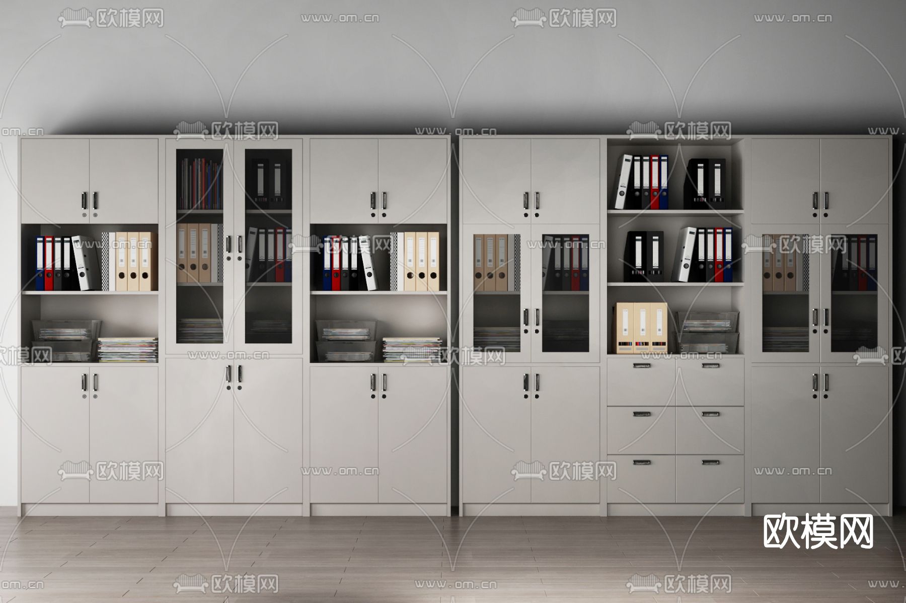 现代文件柜档案柜资料柜su模型下载（渲染图1）